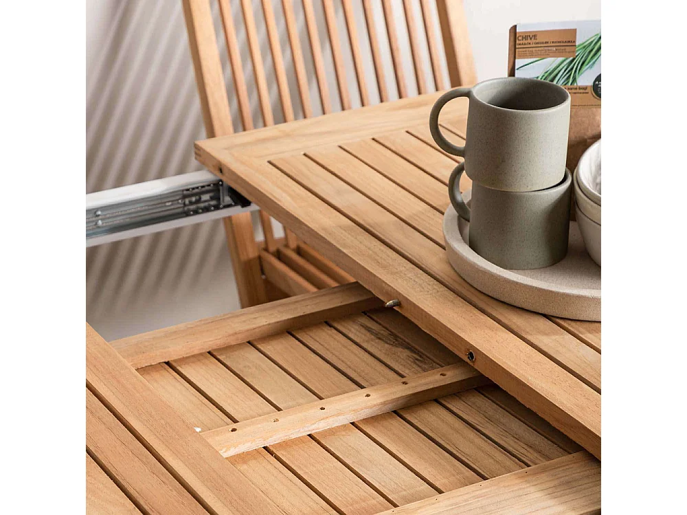 Table de Jardin Extensible "Panama" 224-324cm Naturel & Blanc