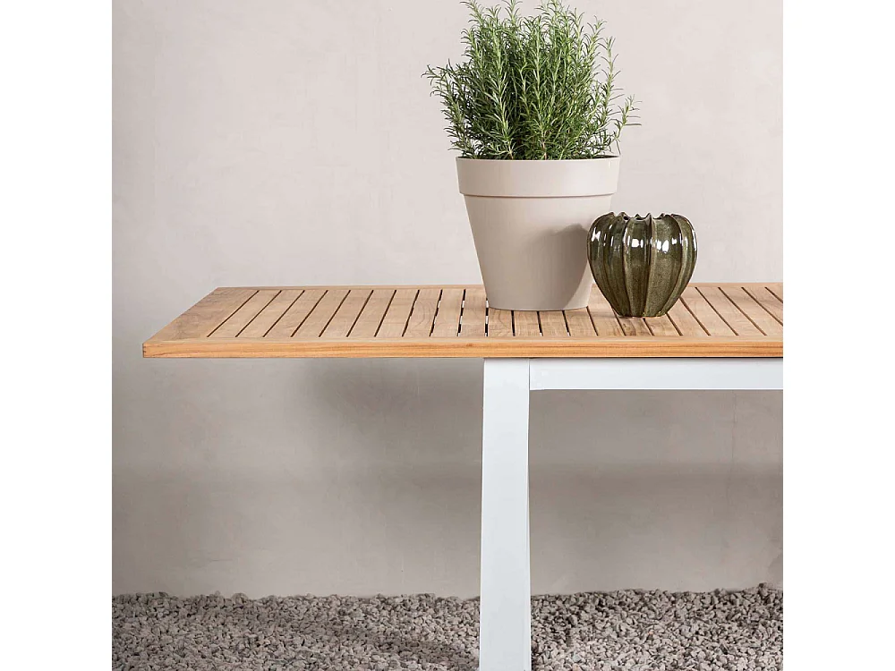 Table de Jardin Extensible "Panama" 224-324cm Naturel & Blanc