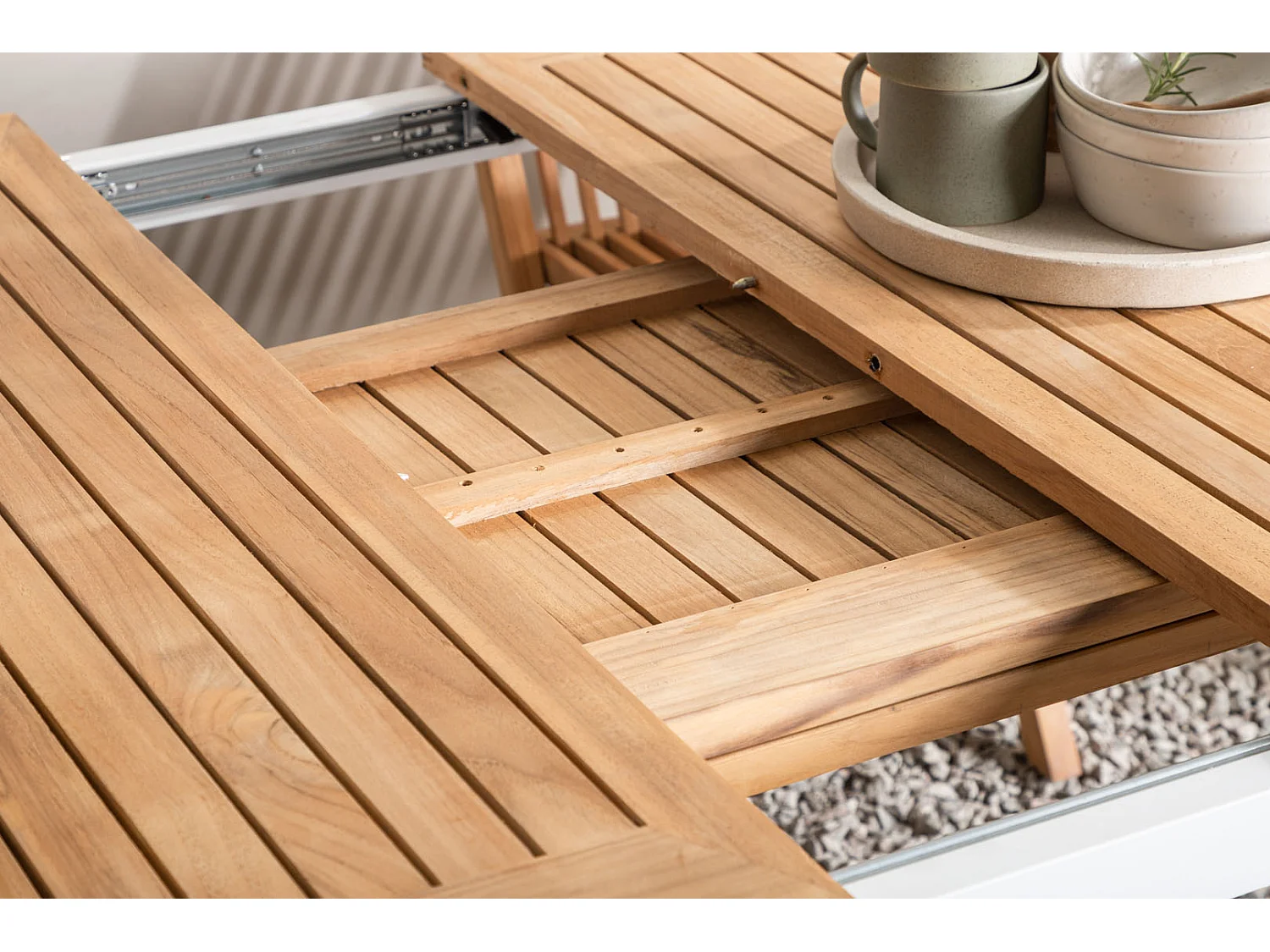 Panama eettafel tuin incl. extra blad 224, 324 cm wit, natuur.