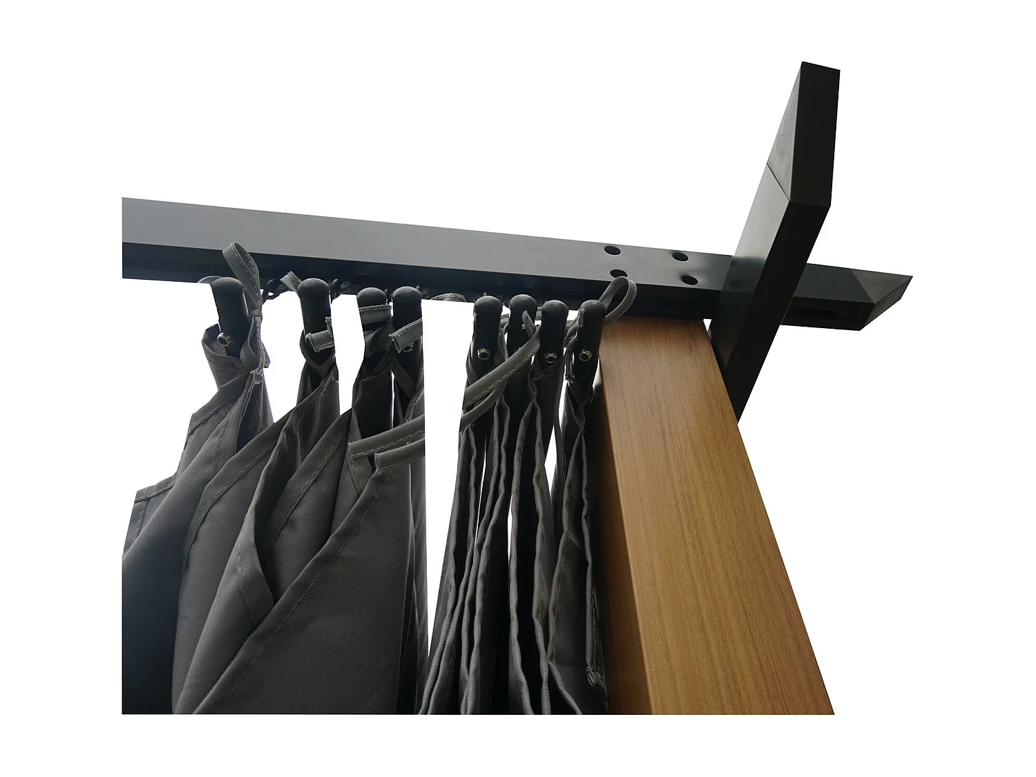 Tonnelle/Pergola en aluminium 3x4m toile coulissante rétractable - bois et gris - HAWAI