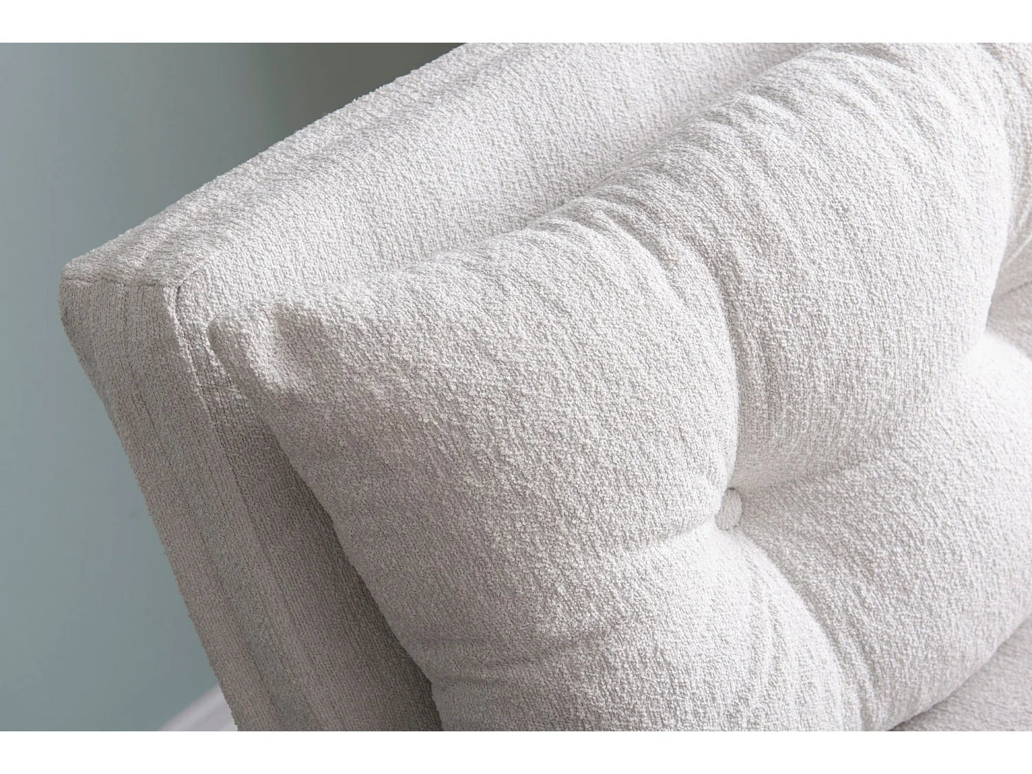 Fauteuil convertible Yolanda Métal Noir et Tissu bouclette Blanc crème