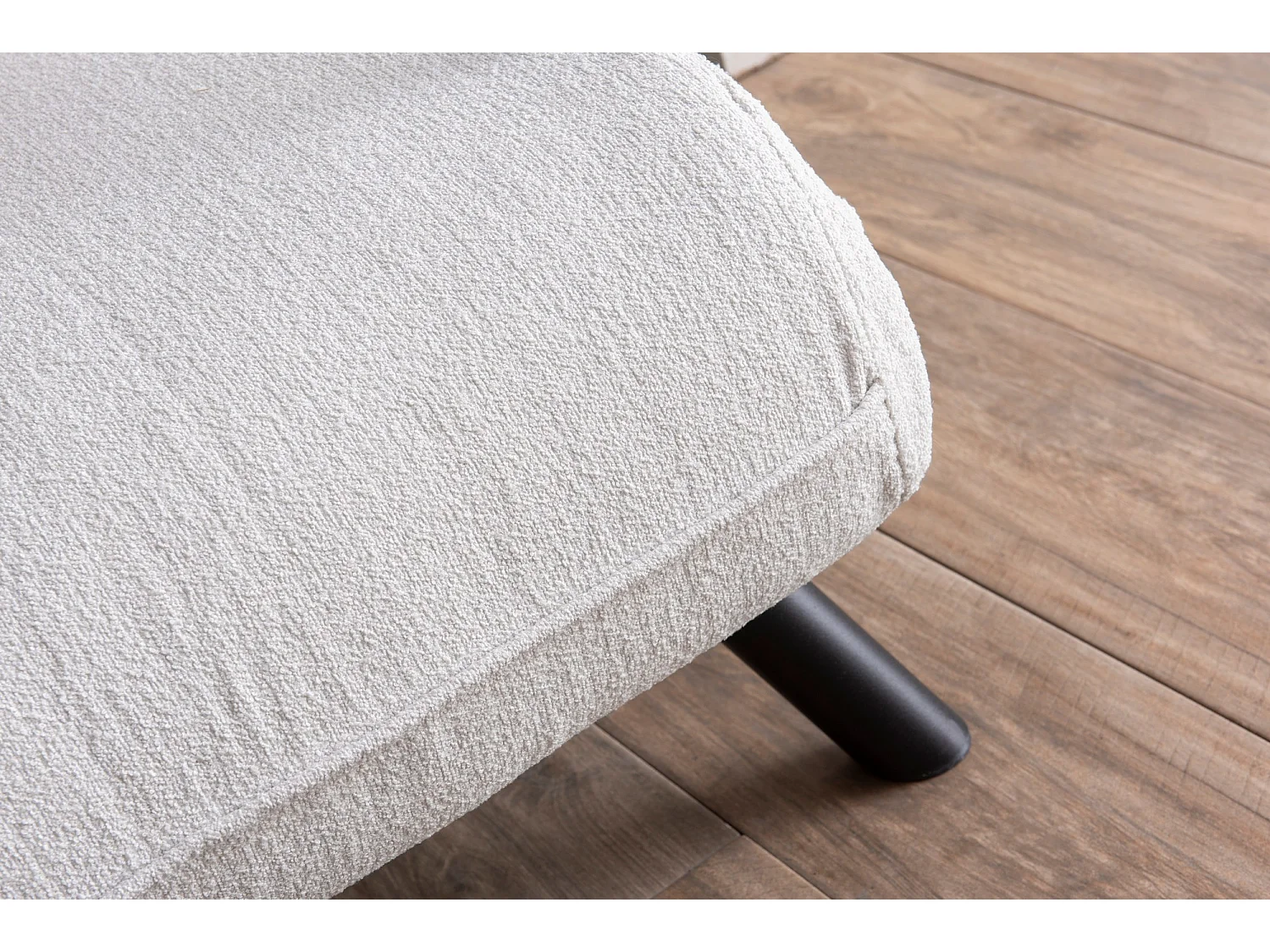 Fauteuil convertible Yolanda Métal Noir et Tissu bouclette Blanc crème