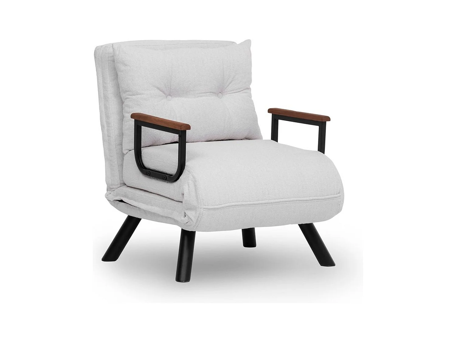 Sillón-cama de 1 plaza – 175x60 cm – Blanco – Metal y tela afelpada