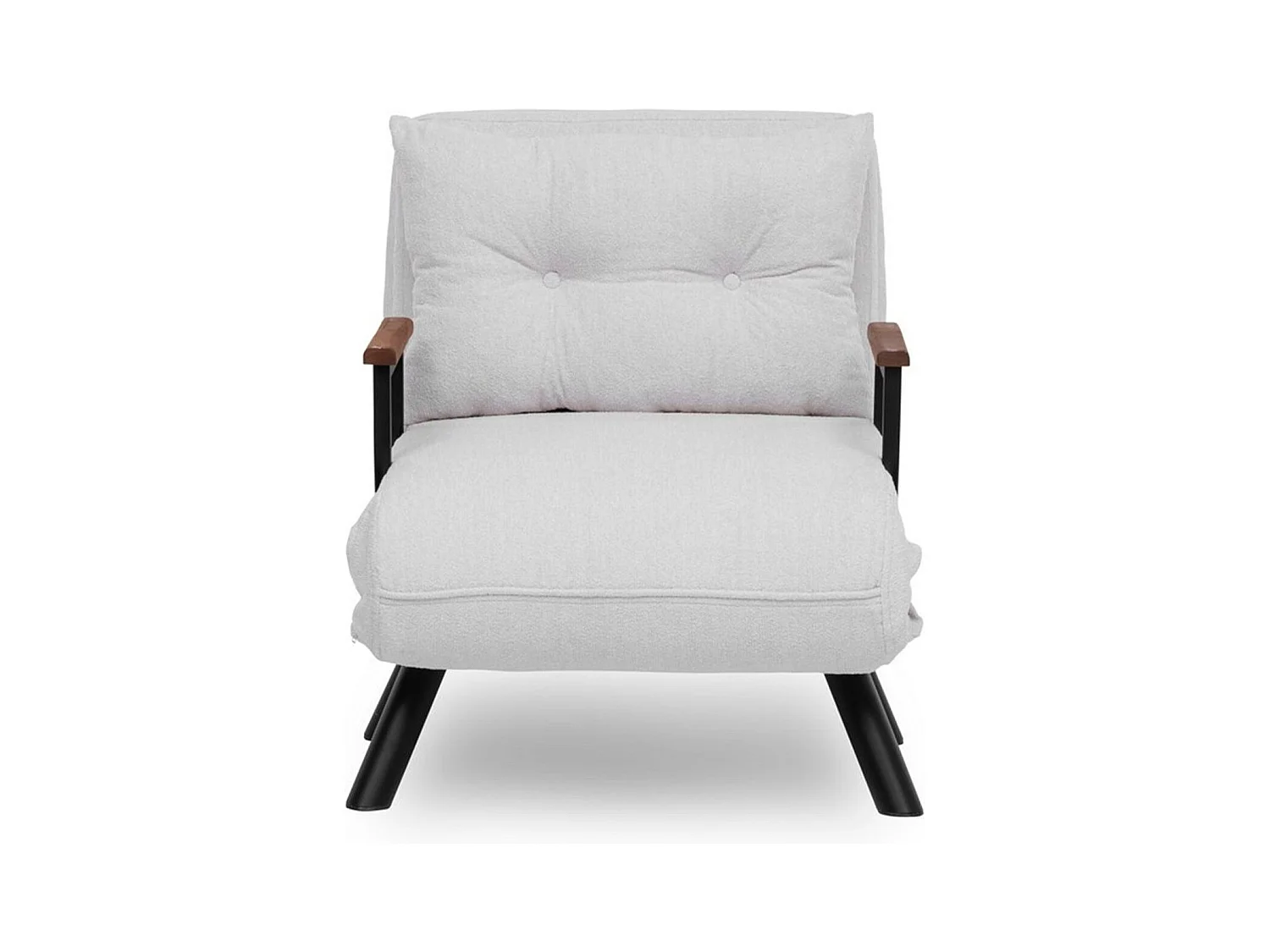 Sillón-cama de 1 plaza – 175x60 cm – Blanco – Metal y tela afelpada