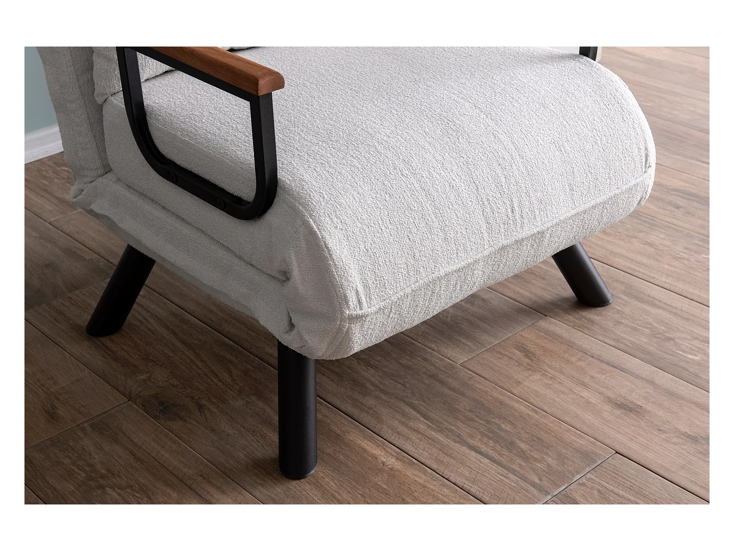 Sillón-cama de 1 plaza – 175x60 cm – Blanco – Metal y tela afelpada