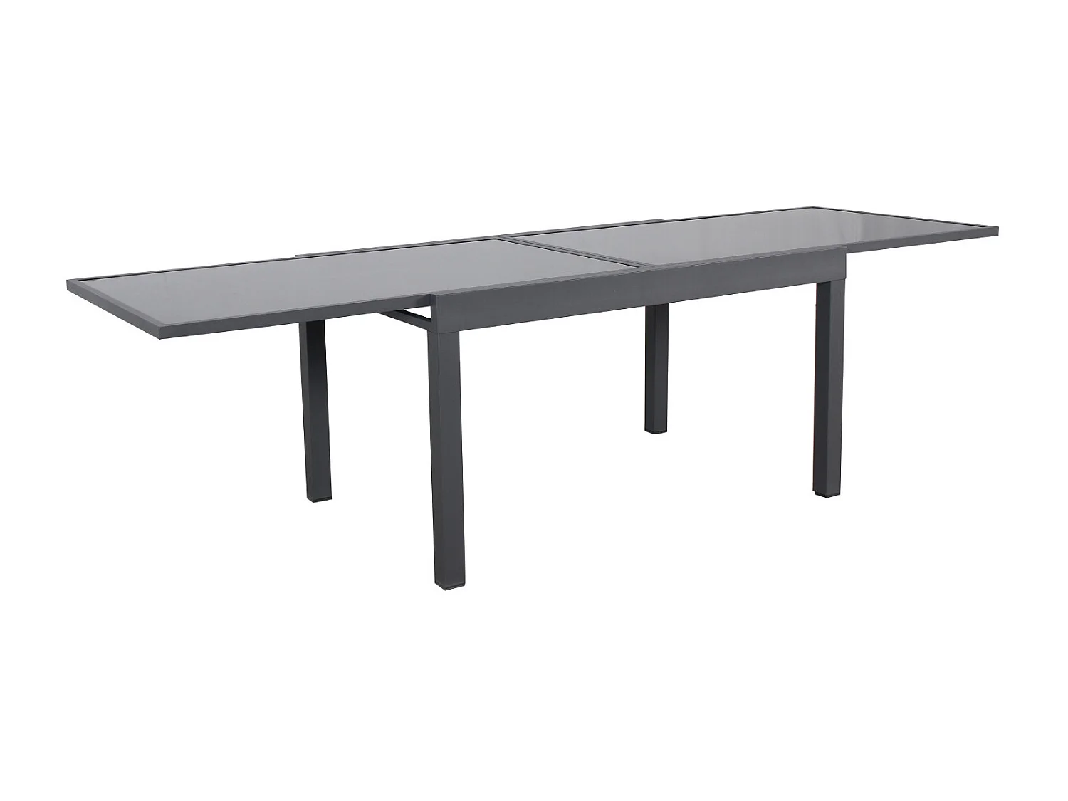 Table de jardin extensible aluminium 135/270cm + 10 fauteuils empilables textilène Gris Anthracite - LAZARE 10