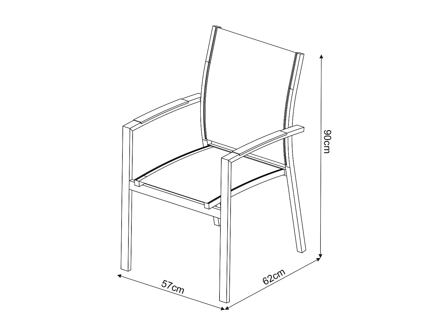 Table de jardin extensible aluminium 135/270cm + 10 fauteuils empilables textilène Gris Anthracite - LAZARE 10