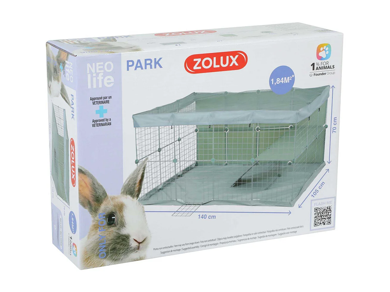 Cage modulable pour lapin Park 1.84 m²