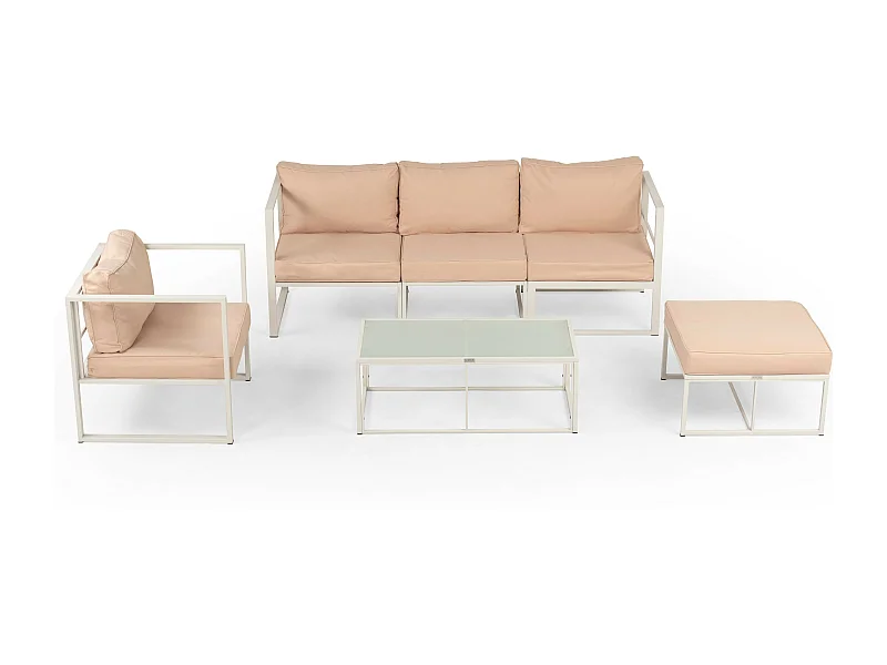 Salon de jardin Lyon 5 places Blanc Acier Kiefergarden