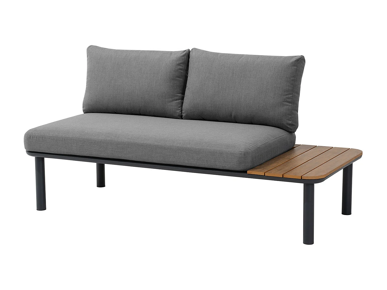 Salon de jardin d'angle en aluminium et bois - 5 places - Gris - RIVOLI