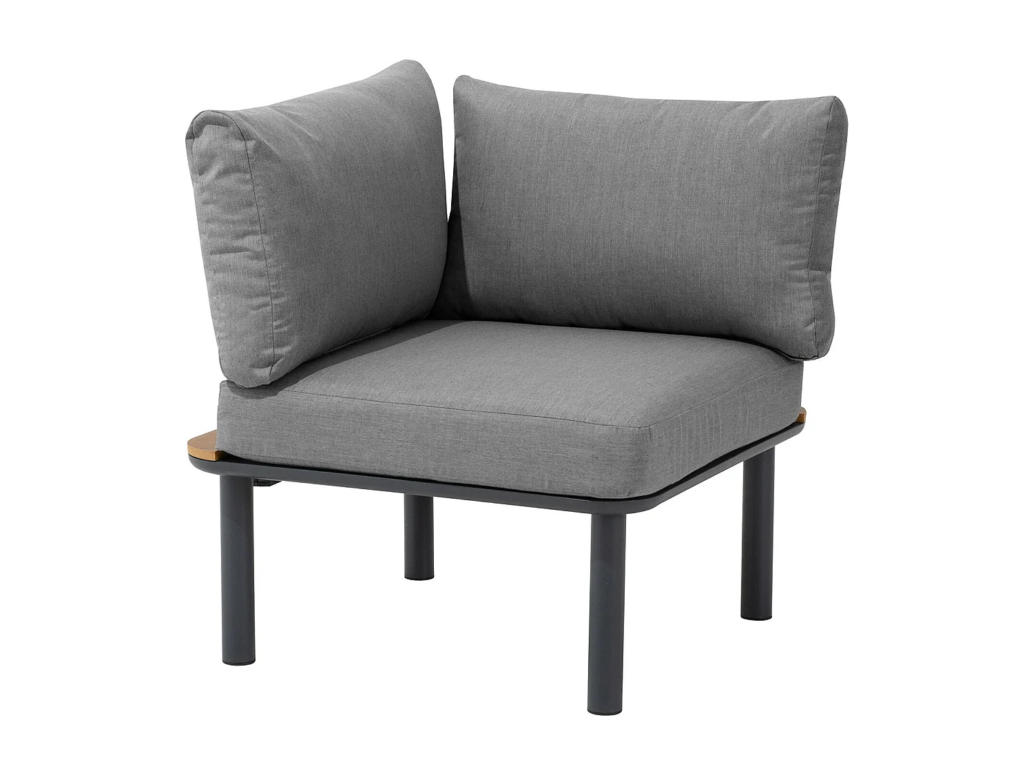 Salon de jardin d'angle en aluminium et bois - 5 places - Gris - RIVOLI