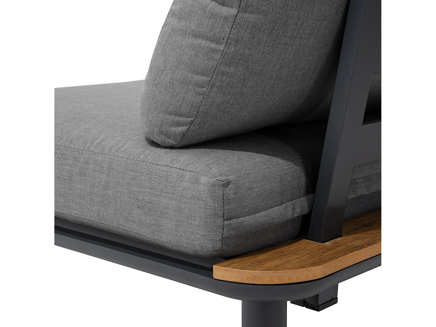 Salon de jardin d'angle en aluminium et bois - 5 places - Gris - RIVOLI