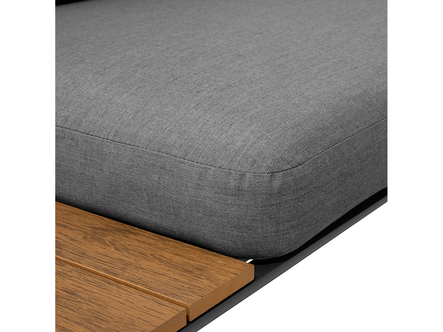 Salon de jardin d'angle en aluminium et bois - 5 places - Gris - RIVOLI