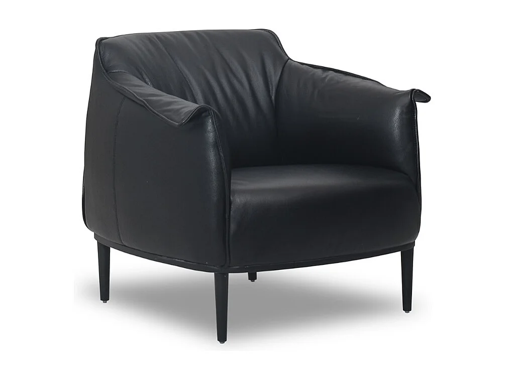 Fauteuil en cuir KLUM - Noir