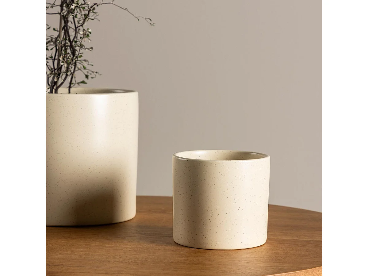 Pot Déco en Céramique "Sane" 11cm Beige & Noir