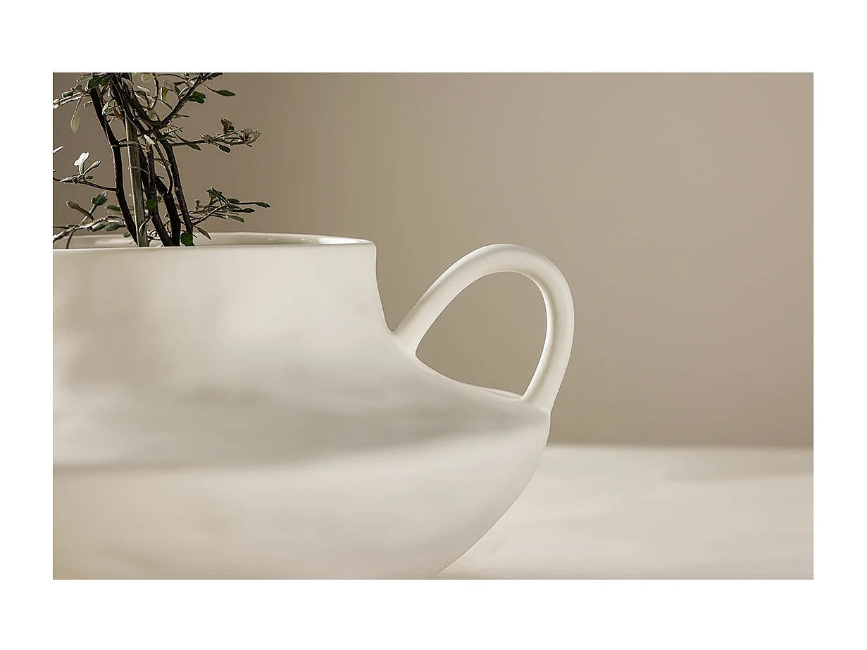 Pot Design en Céramique "Holda" 31cm Blanc Cassé