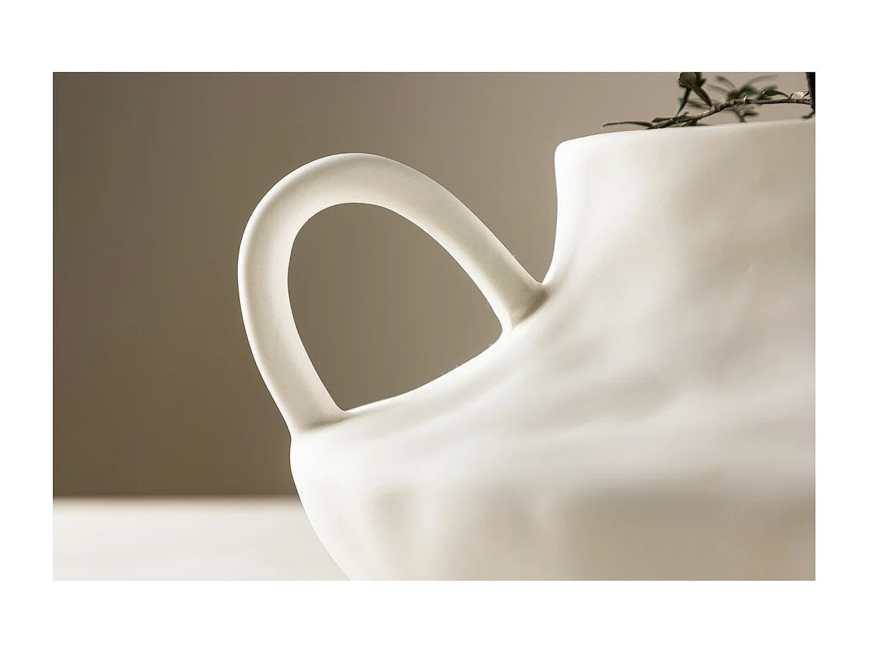 Pot Design en Céramique "Holda" 31cm Blanc Cassé