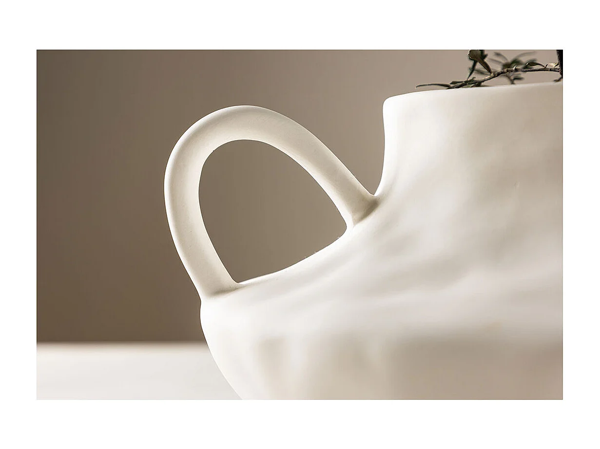 Pot Design en Céramique "Holda" 31cm Blanc Cassé