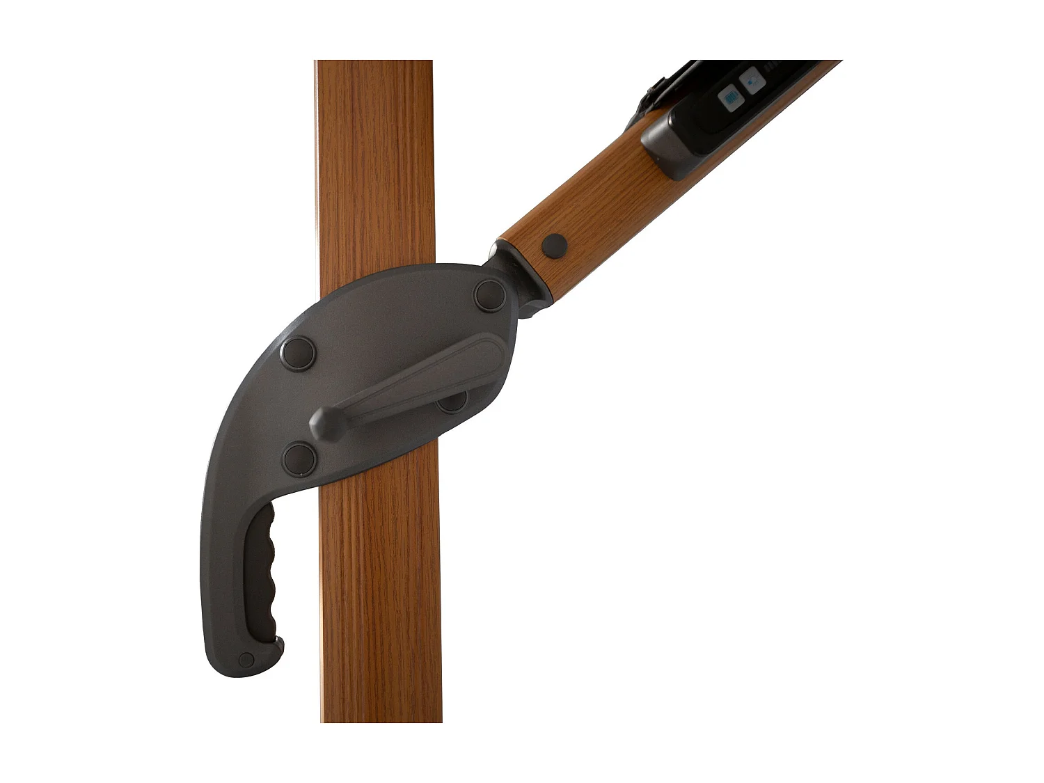 Parasol déporté LED 3x4m rectangle en aluminium housse incluse- rotatif 360° - Bois / Anthracite - OPERA