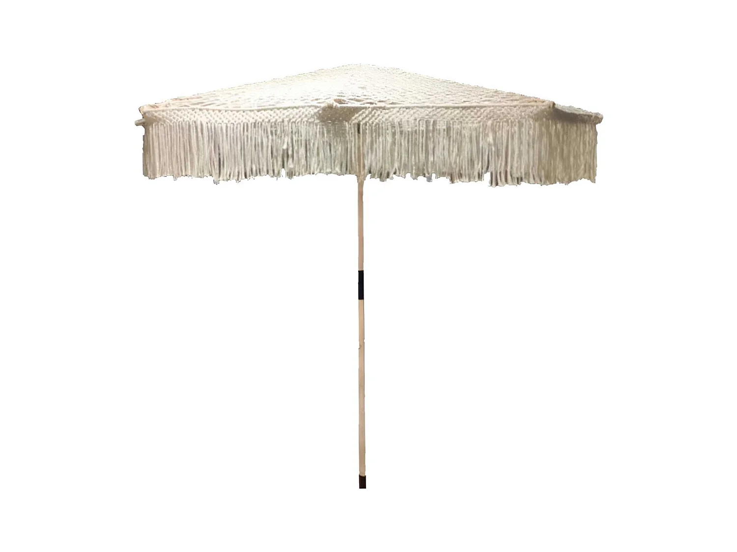 Parasol en macramé avec mât en teck