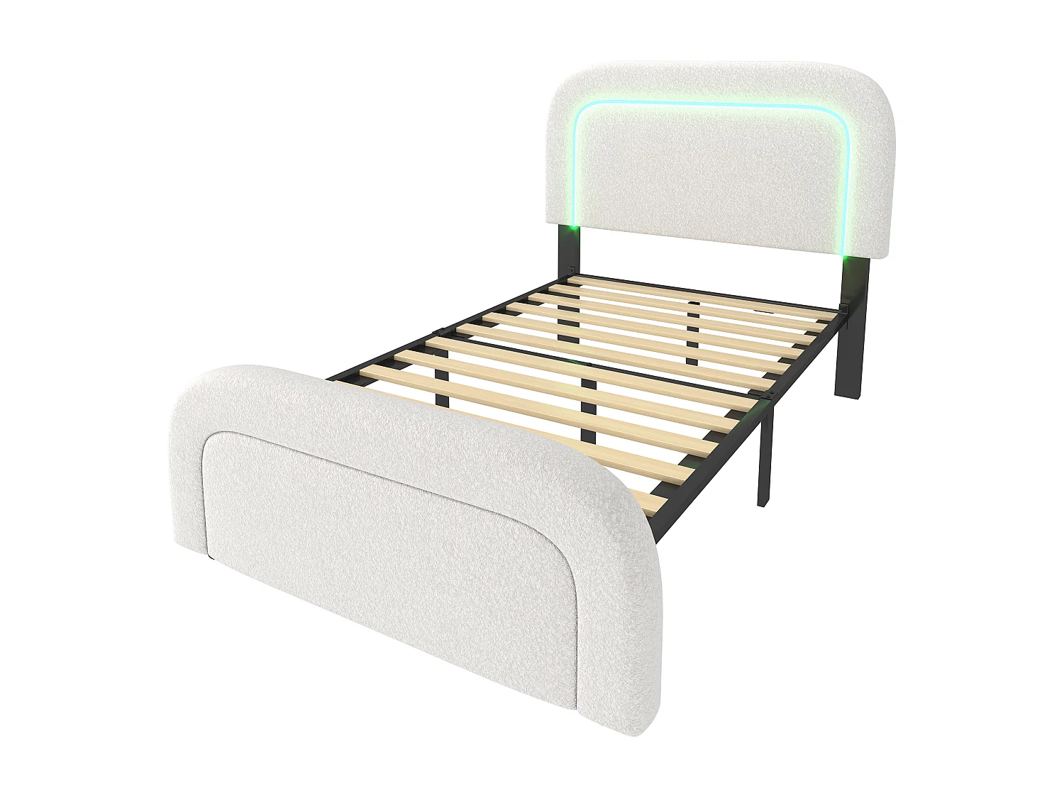 Lit simple 90x200 cm lit enfant avec USB et éclairage LED - Sherp blanc - matelas inclus