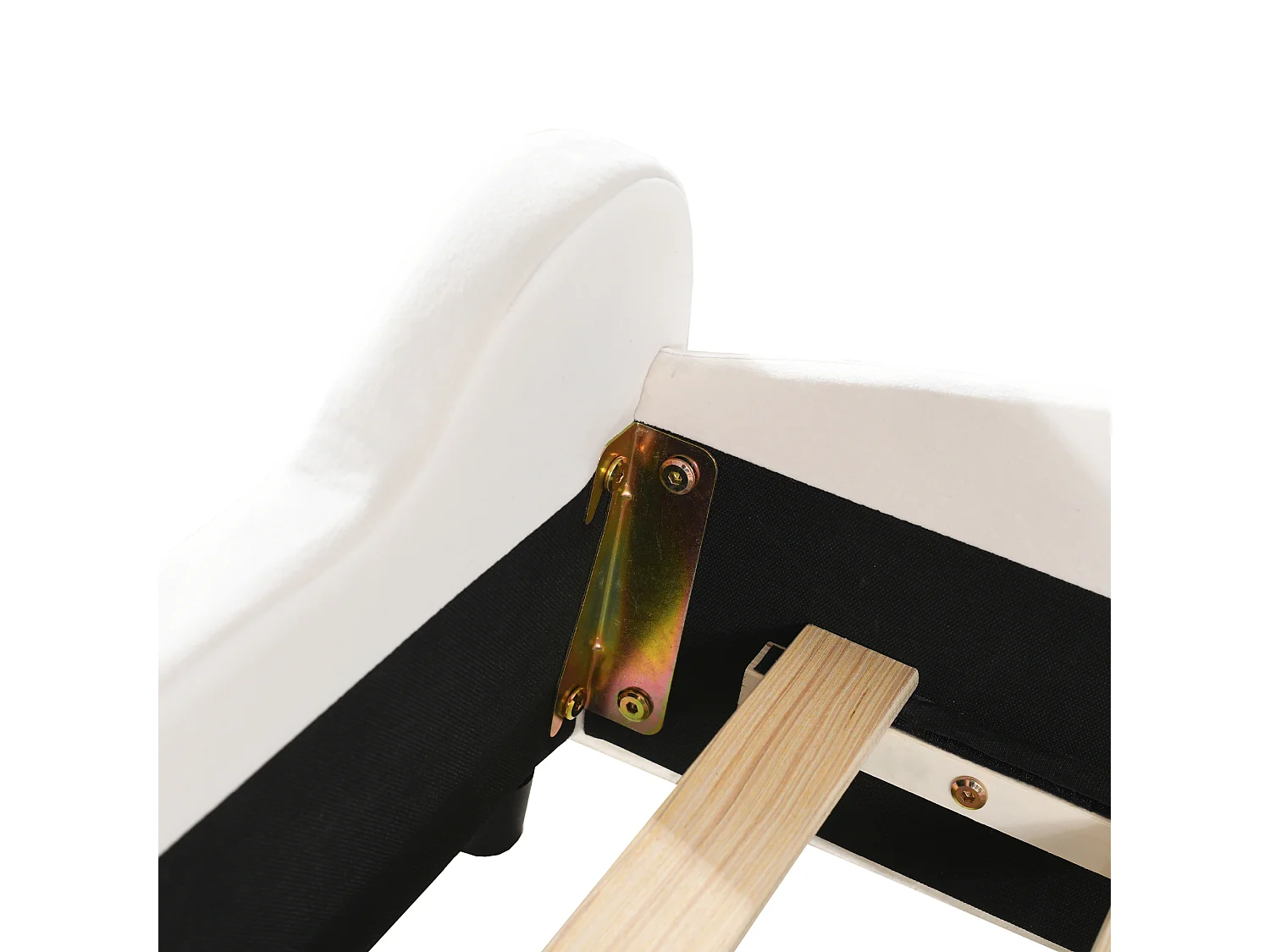 Lit simple 140x200 cm lit enfant en forme d'ours avec sommier à lattes - tissu en velours blanc - sans matelas