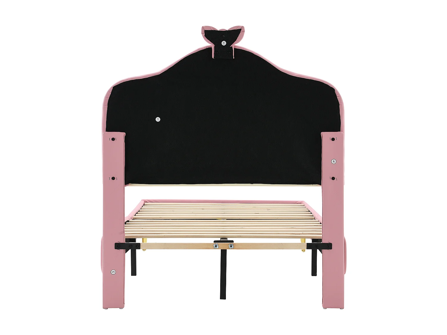 Lit enfant 90x200 cm avec LED coloré - forme de vague en PU - rose