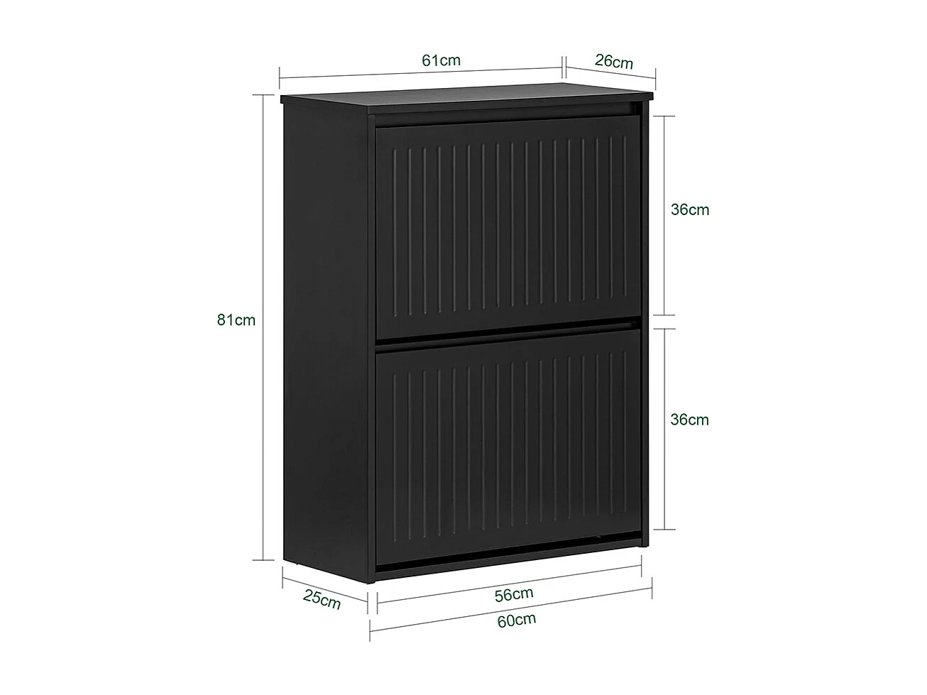 SoBuy Meuble à Chaussures Meuble d'entrée Meuble de Rangement à Chaussures avec 2 Abattants pour Petite Entrée Couloir, Noir, LPH 61x26x81 cm, FSR165-K-SCH