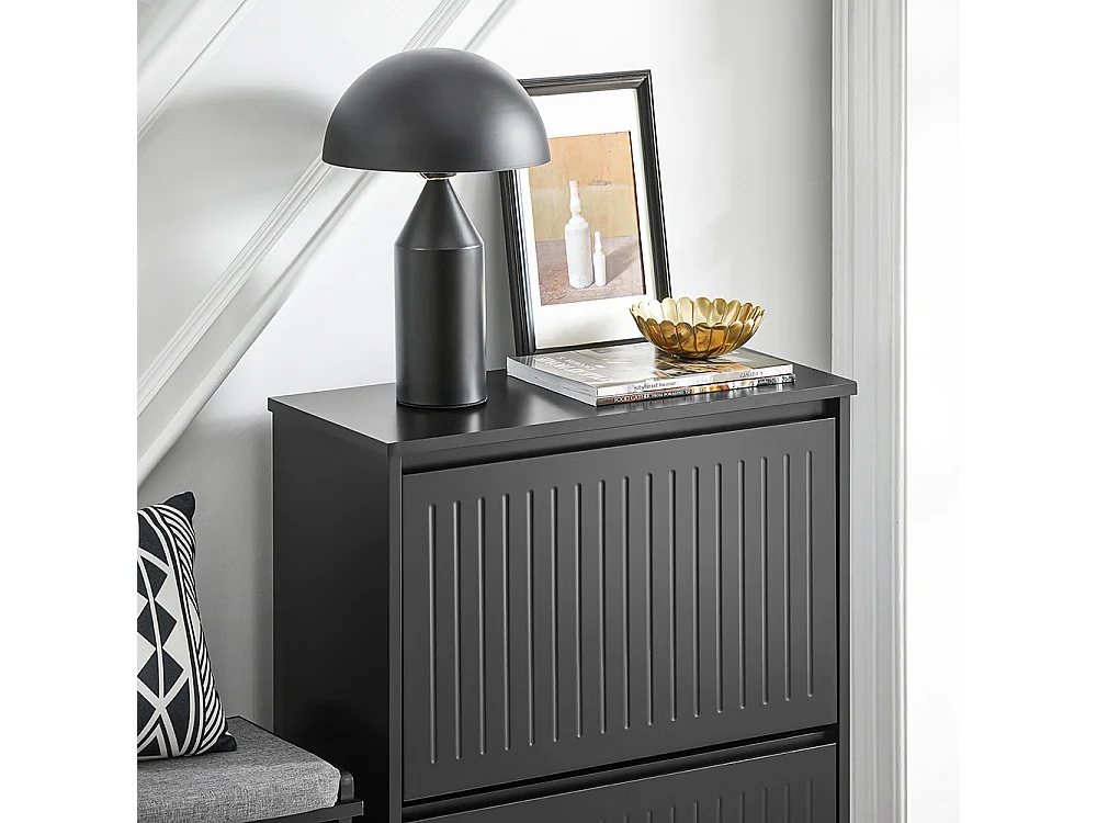 SoBuy Meuble à Chaussures Meuble d'entrée Meuble de Rangement à Chaussures avec 2 Abattants pour Petite Entrée Couloir, Noir, LPH 61x26x81 cm, FSR165-K-SCH