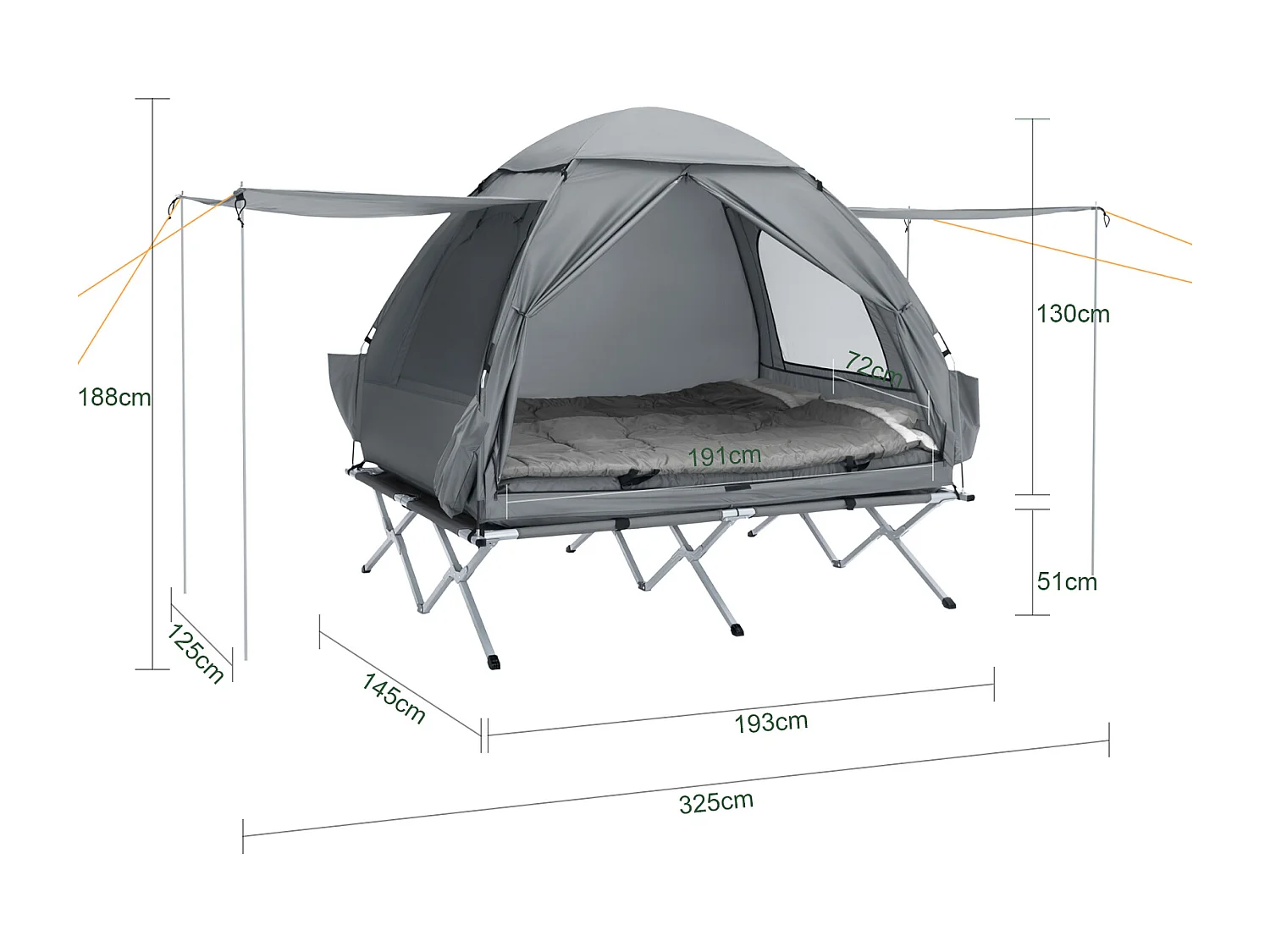 SoBuy Cama de acampamento, cama de camping, Estanislau OGS32-L-HG