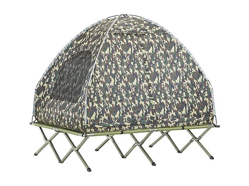 SoBuy Tente de Camping 4 en 1 Pliable Lit Surélevé, Toit, Sac de Couchage, Matelas Gonflable -2 Personnes - Idéal pour Randonnée, Festival et Plein Air OGS32-L-TN