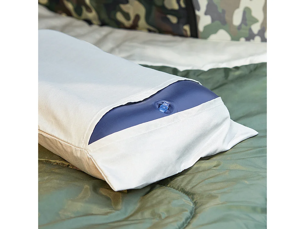 SoBuy Tente de Camping 4 en 1 Pliable Lit Surélevé, Toit, Sac de Couchage, Matelas Gonflable -2 Personnes - Idéal pour Randonnée, Festival et Plein Air OGS32-L-TN