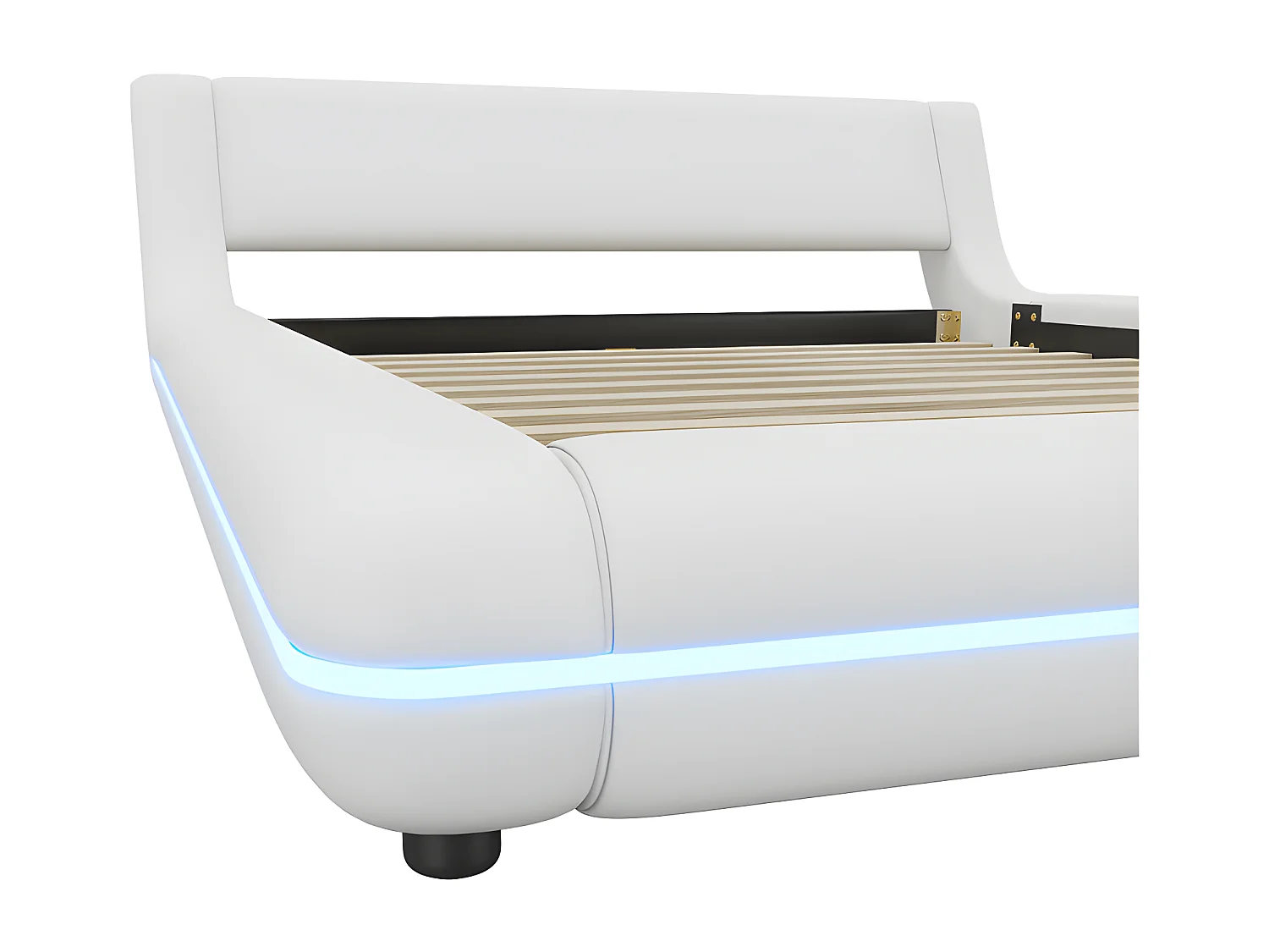 Letto matrimoniale 140x200cm - in similpelle - con LED e telecomando - Bianco