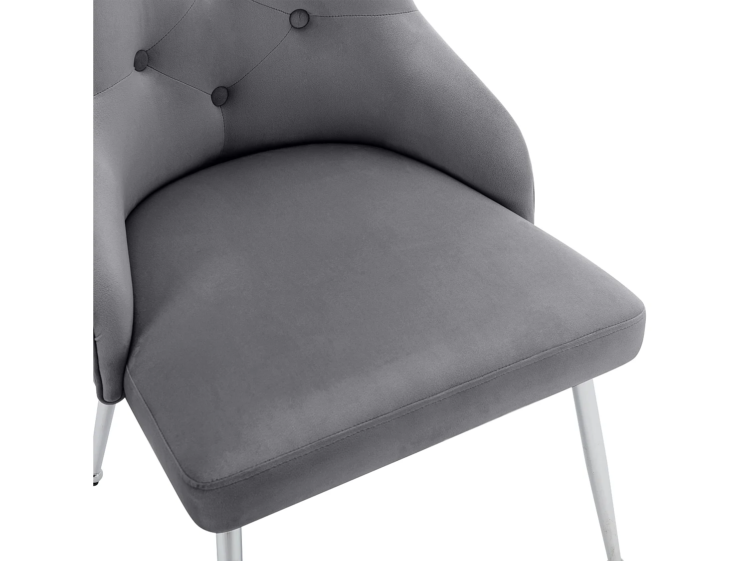 Lot de 6 Chaises rembourrées en velours avec coussin - Gris