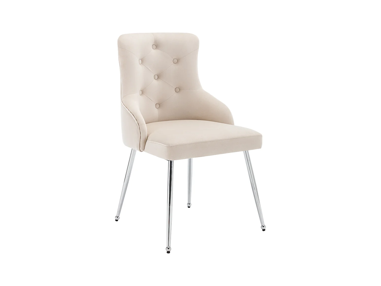 Lot de 6 Chaises rembourrées en velours avec coussin - Beige