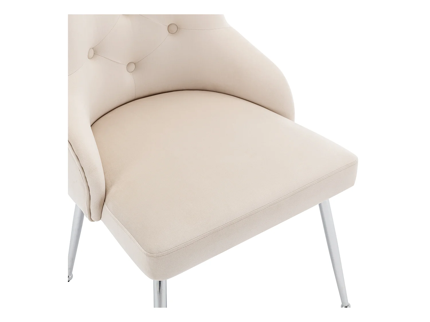 Lot de 6 Chaises rembourrées en velours avec coussin - Beige