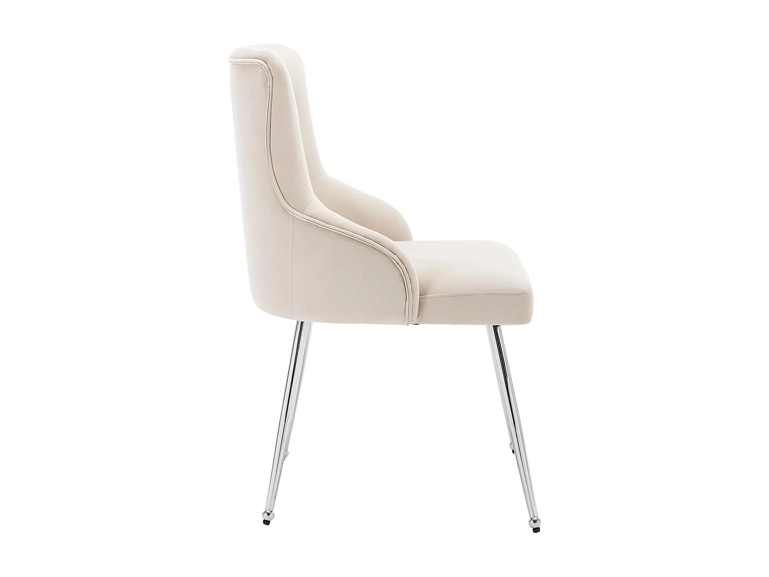 Set van 6 fluweel beklede stoelen met kussen - Beige