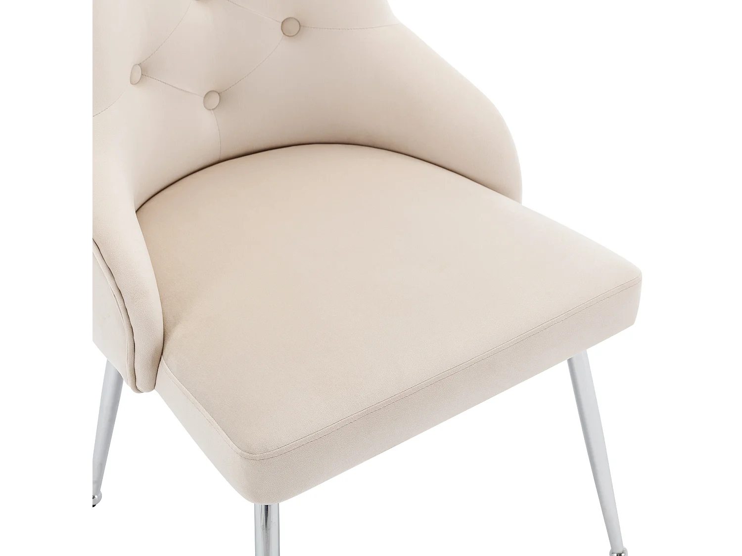 Set van 6 fluweel beklede stoelen met kussen - Beige