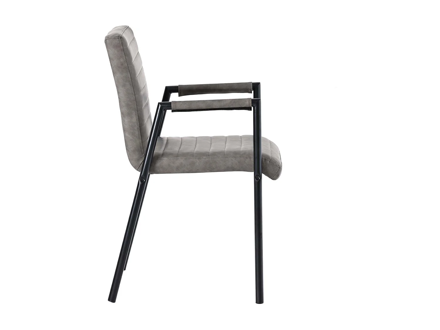 Lot de 4 Chaises en similicuir avec accoudoirs - pieds en métal - Gris