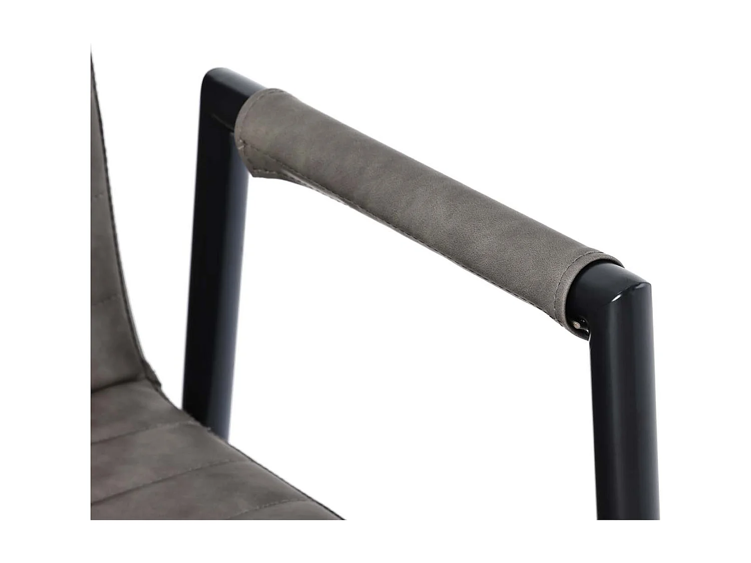 Lot de 4 Chaises en similicuir avec accoudoirs - pieds en métal - Gris