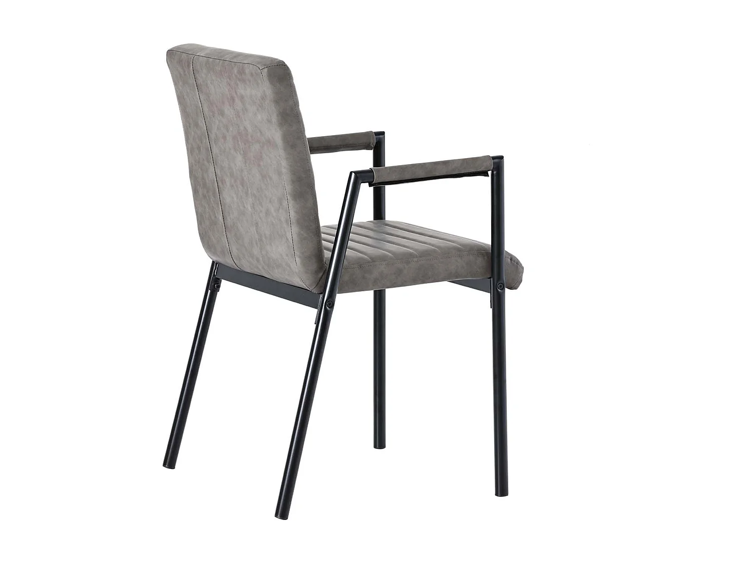 Set van 4 Kunstleren stoelen met armleuningen - metalen poten - Grijs