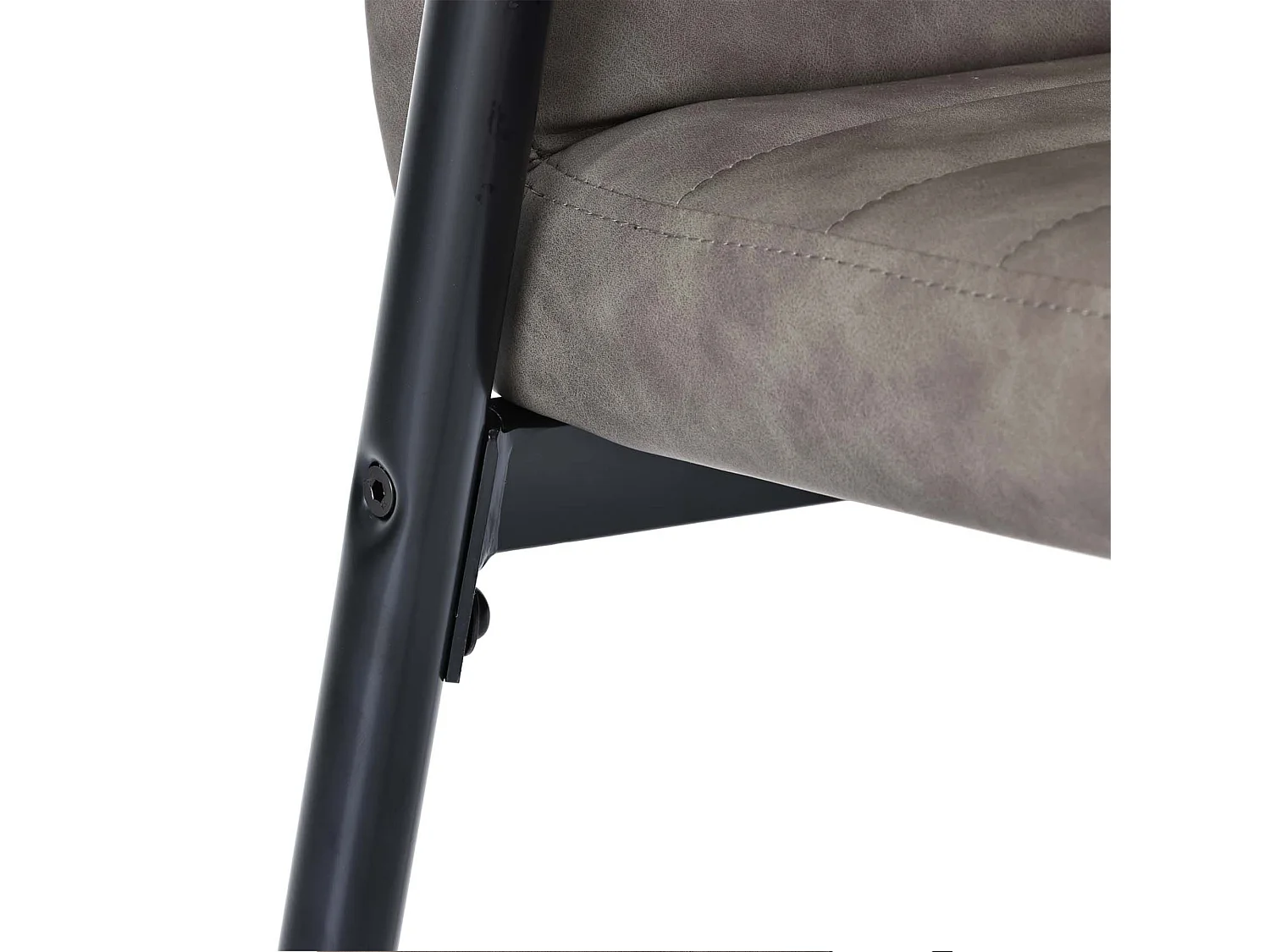 Set van 4 Kunstleren stoelen met armleuningen - metalen poten - Grijs