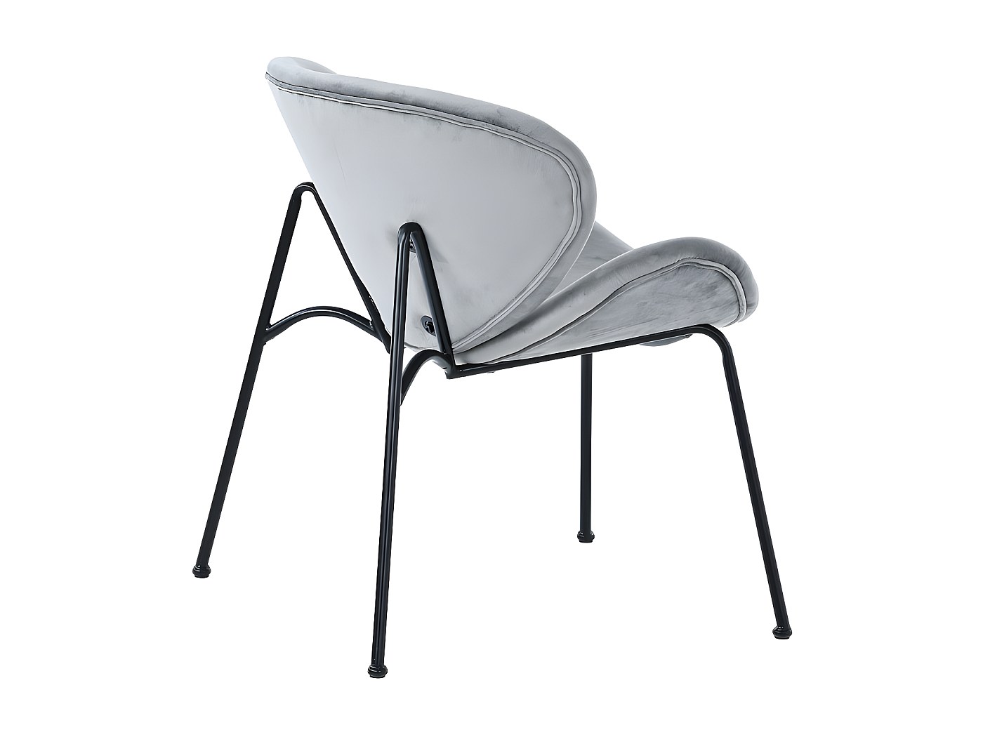 Set 4 sedie in velluto grigio scuro con gambe in metallo nero - Vesta