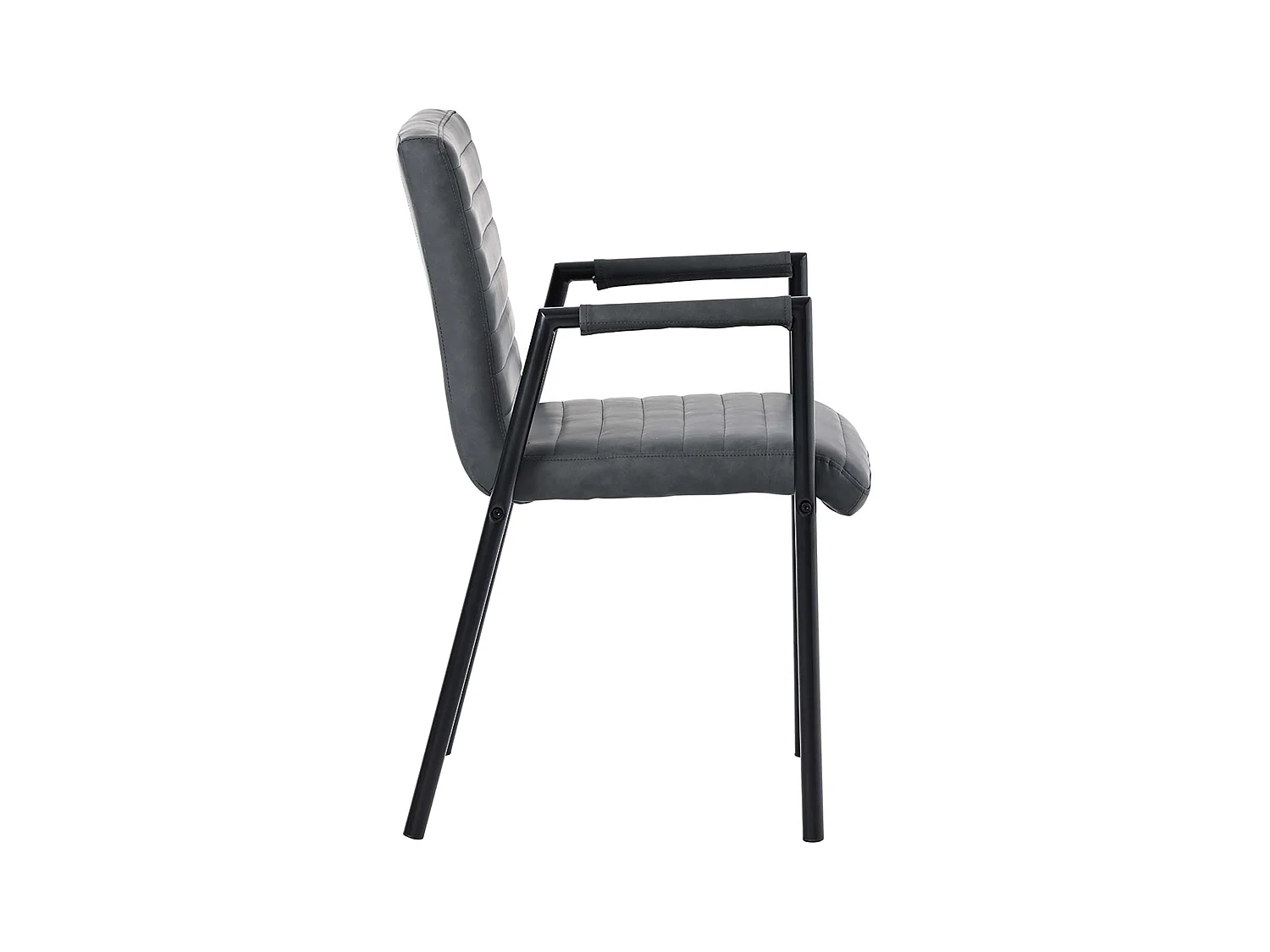 Set van 4 Kunstleren stoelen met armleuningen - metalen poten - Zwart