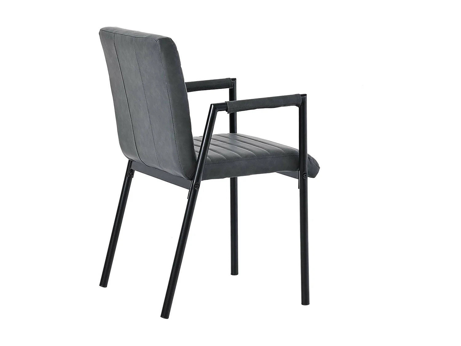 Set van 4 Kunstleren stoelen met armleuningen - metalen poten - Zwart