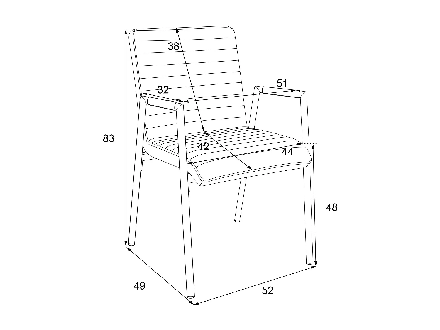 Set van 4 Kunstleren stoelen met armleuningen - metalen poten - Zwart