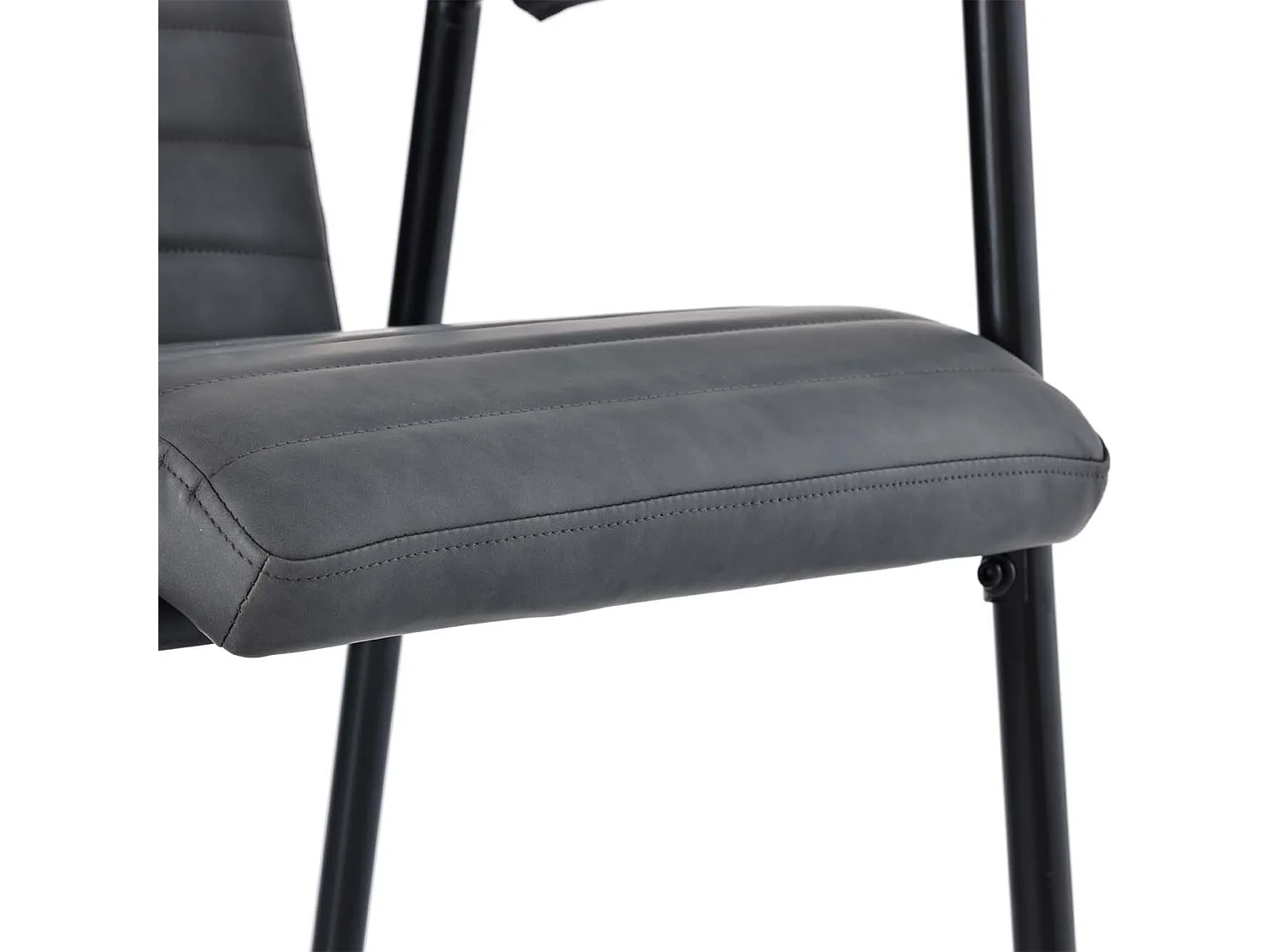 Set van 4 Kunstleren stoelen met armleuningen - metalen poten - Zwart