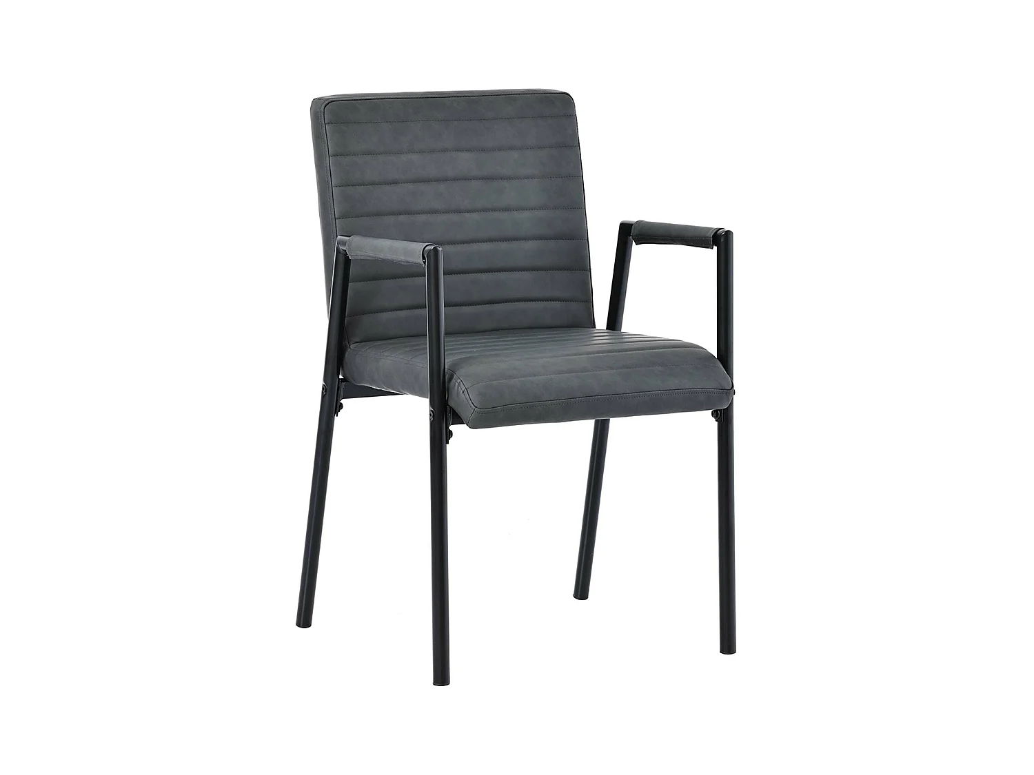 Set van 4 Kunstleren stoelen met armleuningen - metalen poten - Zwart