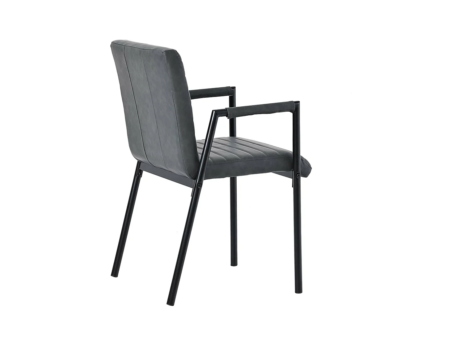 Set van 4 Kunstleren stoelen met armleuningen - metalen poten - Zwart