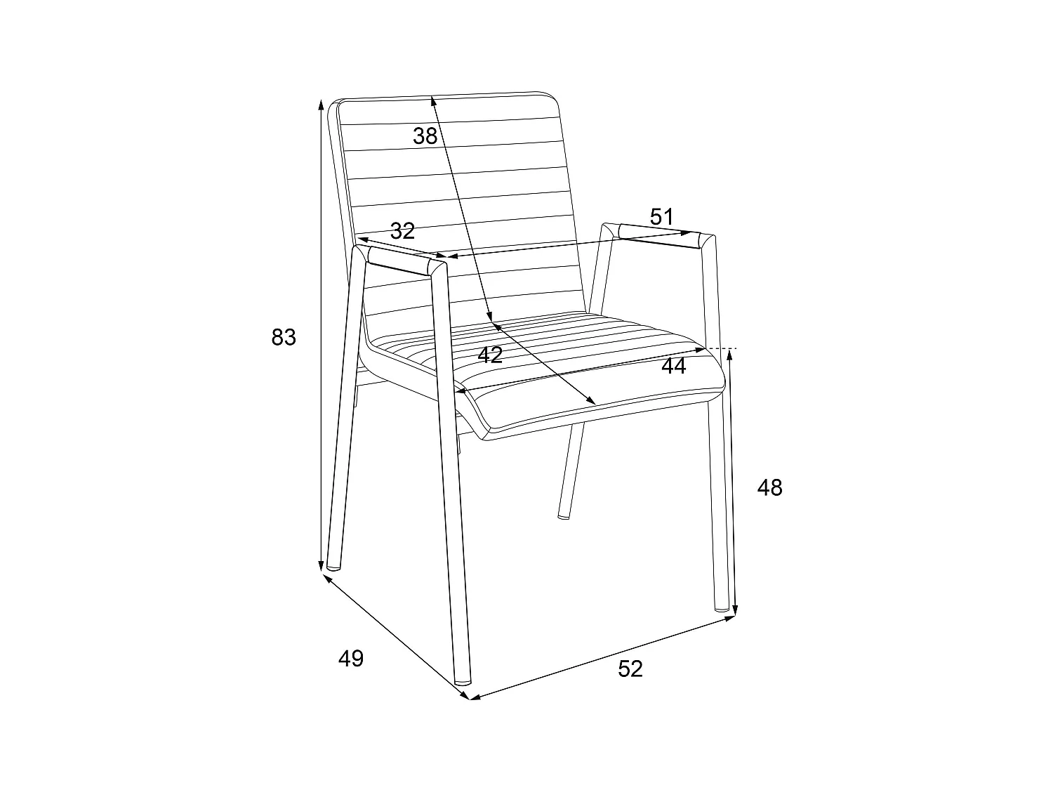 Set van 4 Kunstleren stoelen met armleuningen - metalen poten - Zwart